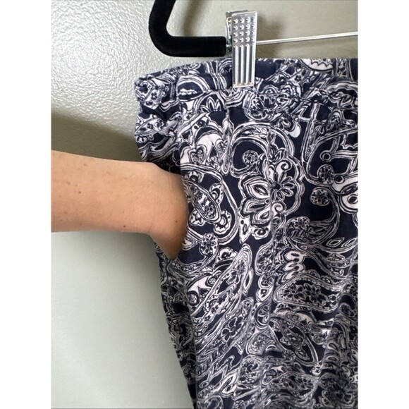 Charter Club 100% Linen Paisley Floral Comfy Pants Navy & White Size 20W Pockets - Picture 5 of 7